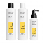 Nioxin Pro Clinical System 1 Kit Juuksehoolduskomplekt m&otilde;&otilde;duka h&otilde;renemisega naturaalsetele juustele, 300ml+300ml+100ml