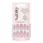 Nail HQ Almond Glazed Nails Medium - Long Length Mandlikujulised kunstk&uuml;&uuml;ned p&auml;rlmutterefektiga 24 tk Kit Strawberry