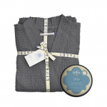 Linen Tales Dark Grey Linasest hommikumantel + MKS eco kehav&otilde;i Kinkekomplekt S-M