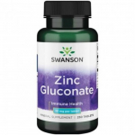 SWANSON Zinc Gluconate Immune Health 30mg Tsink, 250 tabletti