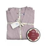 Linen Tales Linasest hommikumantel + MKS &ouml;ko kehakreem Kinkekomplekt L-XL