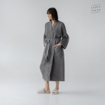 Dark Grey Linen & Cotton Honeycomb Waffle Bathrobe Unisex Linane hommikumantel S-M