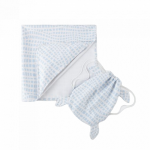 Kids Hooded Beach Towel Laste rannar&auml;tik kapuutsi ja seljakotiga White with Blue Squares