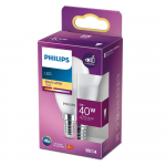 PHILIPS LED 40W P45 E14 Silti balta 2700K matēta spuldze 8719514309845 929003546555
