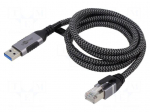 Cable | USB 3.0 | RJ45 plug,USB A plug | nickel plated | 1m | U/FTP | Cu