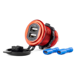 Auto- ja mootorrattatooted, elektroonika, navigatsioon, CB raadio // Auto elektroonikakomponendid : Installatsioonikaablid : Kaitsealused : &Uuml;hendused // Wodoodporna ładowarka z gniazdami 2xusb 12v 24v mod-10 amio-02860