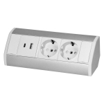Uued tooted // Gniazdo meblowe 2x2P+Z (Schuko), 2xUSB (typ A+C; 2,4A), biało-srebrne