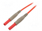 Test lead | banana plug 4mm,both sides | insulated | Len: 2m | red