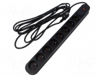 Plug socket strip: protective | Sockets: 8 | 230VAC | 10A | black | 1.5m