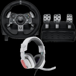 LOGITECH G920 Driving Force Racing Wheel + Astro A10 - WHITE