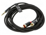 Cable | Jack 3.5mm 3pin plug,RCA plug x2 | 3m | textile