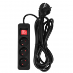 Elektrimaterjalid // Elektri laiendid, Pikendusjuhtmete, hajutuste ja UK ja USA adapterite komplekt // Przedłużacz listwowy 3 m, 3 x 1.5 mm2, 3G, czarny, ON/OFF