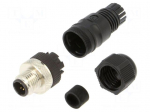 Connector: M12 | plug | PIN: 3 | male | 125V | straight | IP67 | for cable