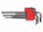 Wrench: hex key-set | S2 steel | long | 9pcs.