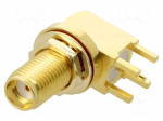 Connector: SMA | socket | female | angled | THT | PTFE | gold-plated
