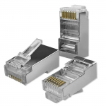 Qoltec RJ45 Through connector plug | CAT6 | FTP | Pass Through | Gold plated contacts | 10 pieces