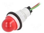 Indicator: LED | prominent | 24VDC | 24VAC | Cutout: &Oslash;13mm | 300mm leads