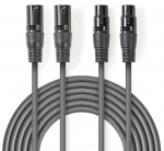 Cable Nedis 2x XLR M - 2x XLR F 5m