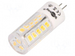 LED lamp | warm white | G4 | 12VDC | 12VAC | 340lm | 3.5W | 280&deg; | 2700K