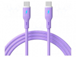 Cable | USB 2.0 | USB C plug,both sides | nickel plated | 1m | violet