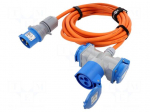 Extension lead | 3G2.5mm2 | 5m | rubber | orange | Sockets no: 3 | 16A