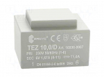 Transformer: encapsulated | 10VA | 230VAC | 6V | 1666.6mA | IP00 | 280g