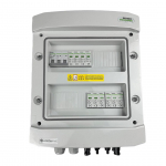 Switchgear attached DCAC hermetic IP65 EMITTER with Noark 1000V type 2 DC surge arrester, 2 x PV string, 2 x MPPT // og. AC Noark Type 2, 10A 3-F