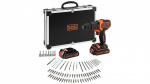 Black&Decker BDCHD18BAFC cordless combi drill incl. case + 2 Batteries 1.5Ah + Accessories
