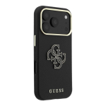 Back panel cover Guess Apple iPhone 18 Pro SW Grained PU & Big Resin Logo Black