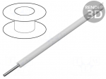 Wire | HookUp Wire Teflon | solid | Cu | 28AWG | white | PTFE | 250V | 30,5m