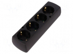 Connector: AC supply | female | splitter | 2P+PE | 250VAC | 16A | black