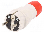 Connector: AC supply | male | plug | 2P+PE | 250VAC | 16A | red,grey | IP54