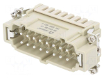 Connector: HDC | contact insert | male | DE | PIN: 16 | 16+PE | size D16B