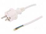 Cable | SCHUKO plug,CEE 7/7 (E/F) plug,wires | 4m | white | PVC | 16A