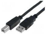 Cable | USB 2.0 | USB A plug,USB B plug | nickel plated | 5m | black