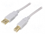 Cable | USB 2.0 | USB A plug,USB B plug | gold-plated | 5m | grey