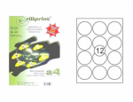 Uzlīmes A4 RILLPRINT, D-63.5mm, apaļas, 100 loksnes, 12 gab. loksnē
