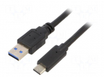 Cable | USB 3.0 | USB A plug,USB C plug | gold-plated | 0.5m | black