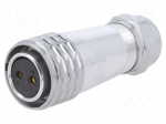 Connector: circular | plug | female | PIN: 2 | IP67 | SA20 | 8&divide;12mm | 25A