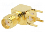 Connector: SMA | socket | female | angled | 50&Omega; | THT | on PCBs | PTFE