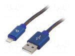 Cable | USB 2.0 | Apple Lightning plug,USB A plug | gold-plated | 1m
