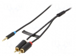 Cable | Jack 3.5mm 3pin plug,RCA plug x2 | 2m | black | &Oslash;cable: 3.5mm