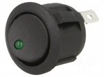 ROCKER | SPST | Pos: 2 | ON-OFF | 20A/14VDC | black | LED | RA | Body: black