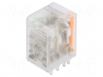 Relay: electromagnetic | DPDT | 24VDC | Icontacts max: 10A | socket