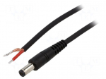 Cable | 1x1mm2 | wires,DC 5,5/2,1 plug | straight | black | 1.5m | round