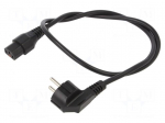 Cable | CEE 7/7 (E/F) plug angled,IEC C13 female | 1m | black | 10A