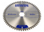 Circular saw | &Oslash;: 216mm | Teeth: 60 | aluminium | Holder: assembly hole