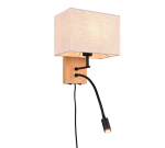 Trio Nilam sienas lampa with reading light 25 cm LED + E27 natural wood  212870236 4017807567977