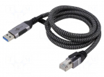 Cable | USB 3.0 | RJ45 plug,USB A plug | nickel plated | 1.5m | U/FTP