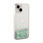 Back panel cover iLike Apple iPhone 15 Silicone Case Water Glitter Silver